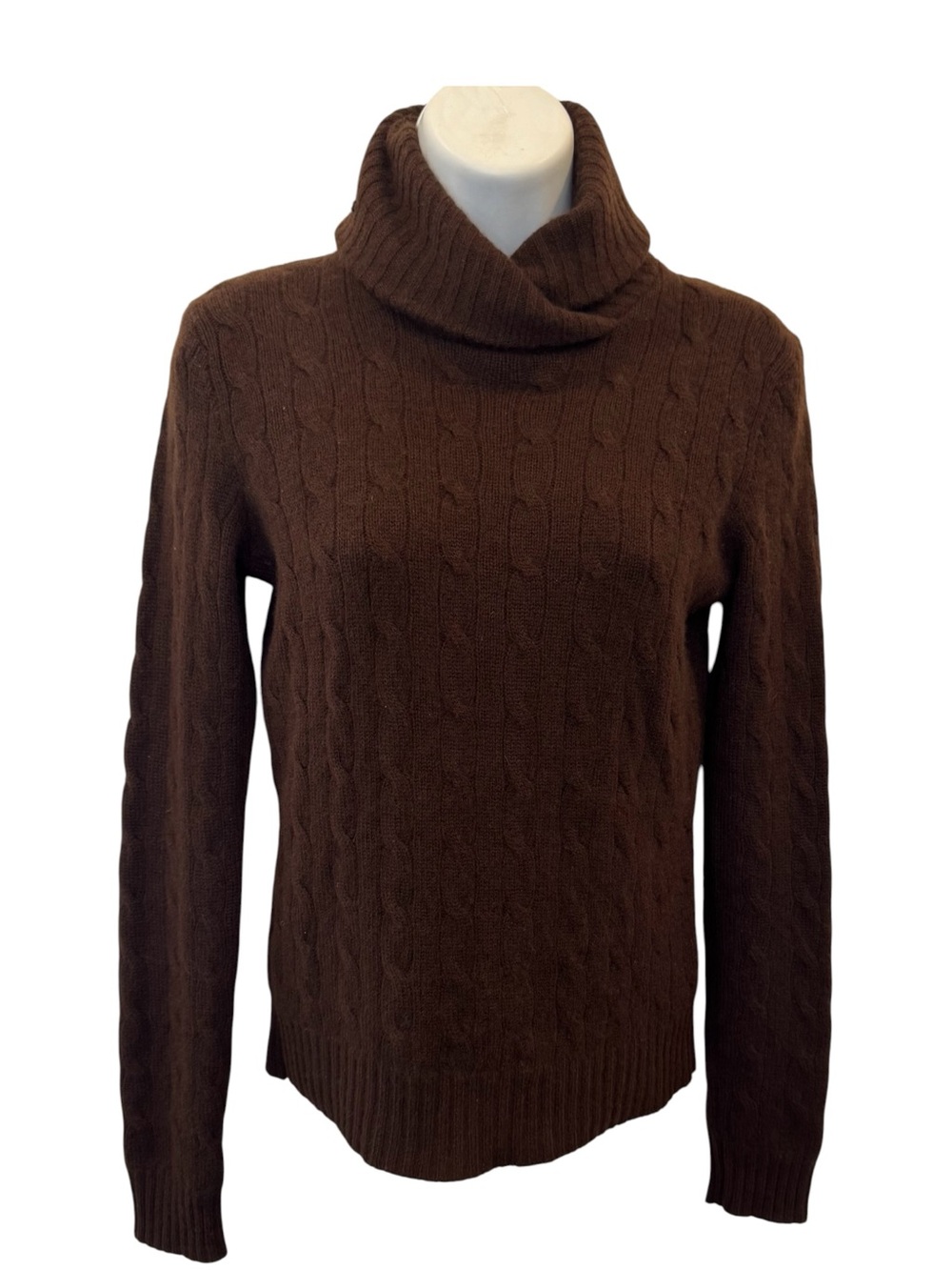 Ralph Lauren 100% Cashmere Chocolate Brown Cable Knit Vintage Sweater Hong Kong